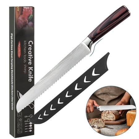 Remiawy Bread Knife, 8 inch Serrated Bread Knife , Stainless Steel Bread Cutter knife,Razor Sharp Wavy Edge for Homemade Bread, Bagels, Cake