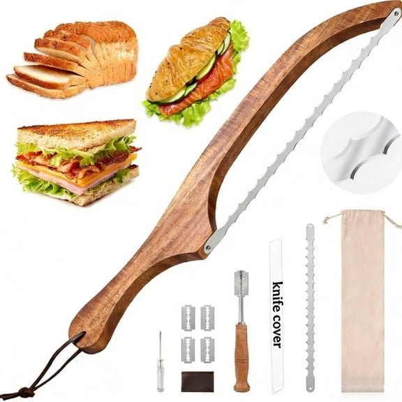 Bread Knife Gifts for People who Love Baking - Bread Slicers for Homemade Bread Serrated Knife Set with Bread Lame