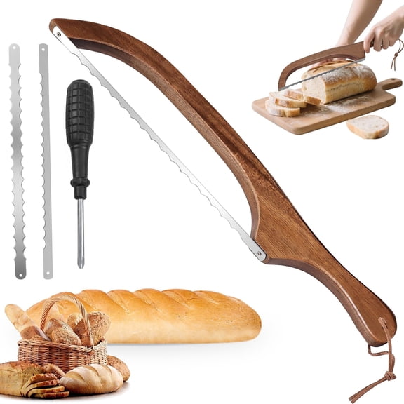 YMWVH 15.7" Bread Knife, Bow Design Slicer for Homemade Bread, Sourdough & Baguettes - Thin & Even Cuts