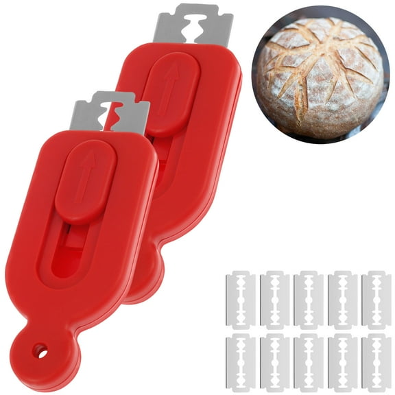 Bread Lame 2 Sourdough Scoring Tool with 10 Blades Magnetic Retractable Bread Dough Cutter Push Pull Handle Bread Making Cutter Blade Professional Baking Making Tool for Bread Baking