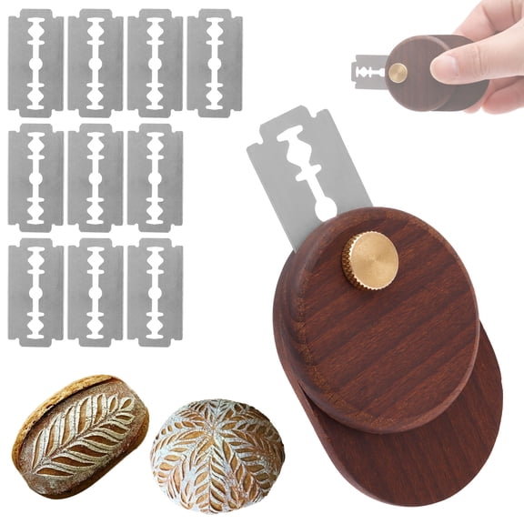 Bread Lame Dough Scoring Tool Bread Scoring Tool Foldable Sourdough Scoring Tool Wood Bread Lame Cutter Bread Slashing Tool for Baking Includes 10 Replaceable Blades