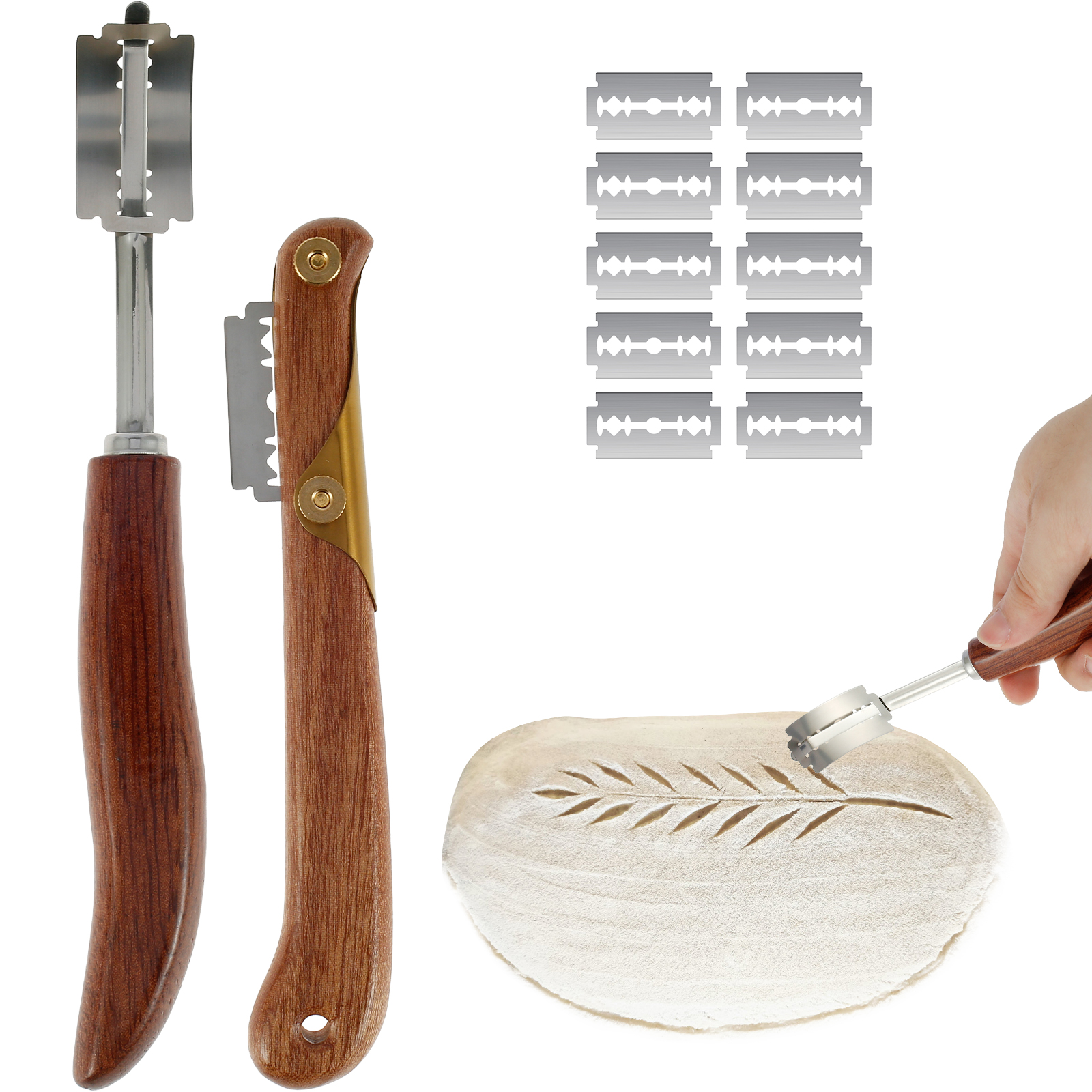 Bread Lame Slashing Tool Dough Scoring Cutter with 10 Blades and