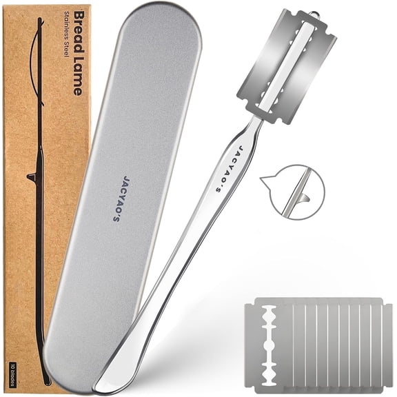 Bread Lame, Sourdough Scoring Tool Made From 304 Stainless Steel, Professional with 10 Razor Blades and Metal Stora Box