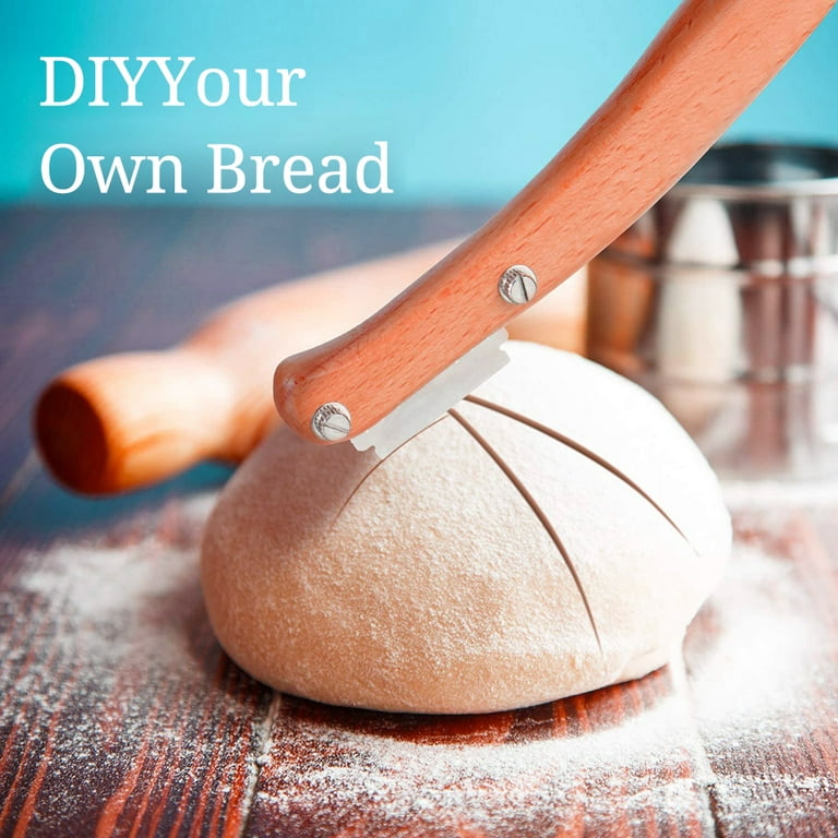 2023 Wooden Bread Knife Razor Cutter With 5 Razor Bag Round Bread Lame  Dough DIY Sourdough Bread for Scoring Slashing Tool - AliExpress