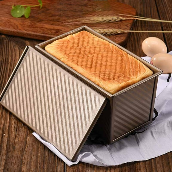 Bread Loaf Pan, Yannianjz Non Stick Bread Baking Pan, 450g Loaf Tin with Lid, Carbon Steel Cake Mold for Oven, Home Bakery Tool for Homemade Sandwich Bread