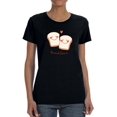 thumbnail image 1 of Bread Love Cute Bread Couple Graphic Women Black T-Shirt, Female Medium, 1 of 4