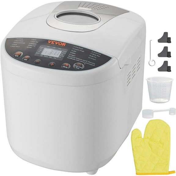 Bread Maker 19-in-1 2 lb Nonstick Ceramic Pan Automatic Digital Programmable with Gluten Free Setting Whole Wheat Bread Making 3 Loaf Sizes 3 Crust Colors White Bestseling