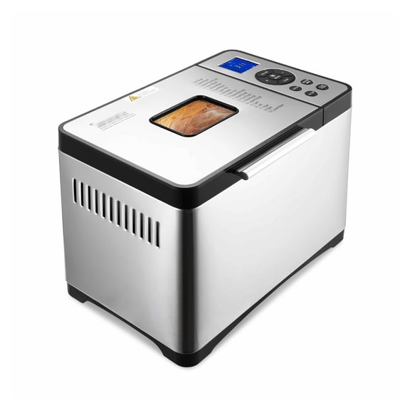 Bread Maker 2LB, 19-in-1 Automatic Dough Machine, Nonstick, 3 Crust Colors, Compact, for Home Baking, Gluten-Free, Whole Wheat, 15-Hour Delay