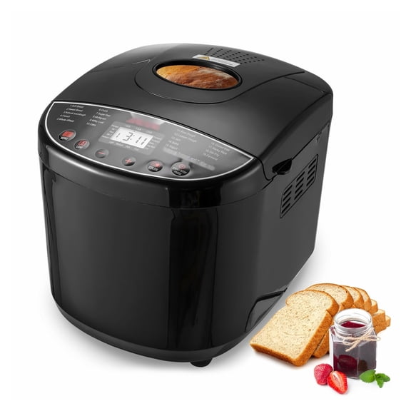 Bread Maker 2LB, 19-in-1 Dough Machine, Gluten-Free Breadmaker, Whole Wheat, Digital Programmable, 3 Loaf Sizes, Ceramic Pan