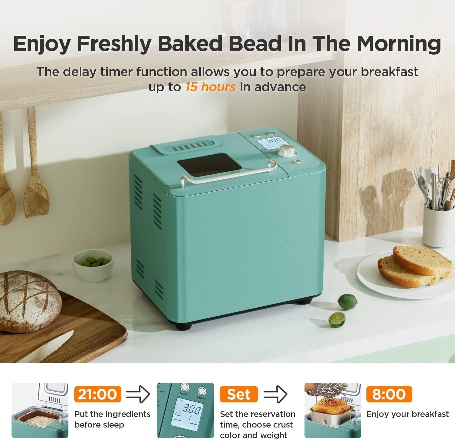 Bread Maker Machine , 20-in-1 2LB Automatic Breadmaker with Gluten Free ...