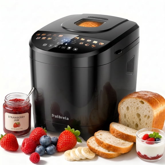 Bread Machine 2LB, 16-in-1 Automatic Bread Maker with Color Touch Screen, Sourdough & Gluten-Free, 3 Loaf Sizes, 15H Delay Timer, Dough, Jam & Yogurt Maker, Black