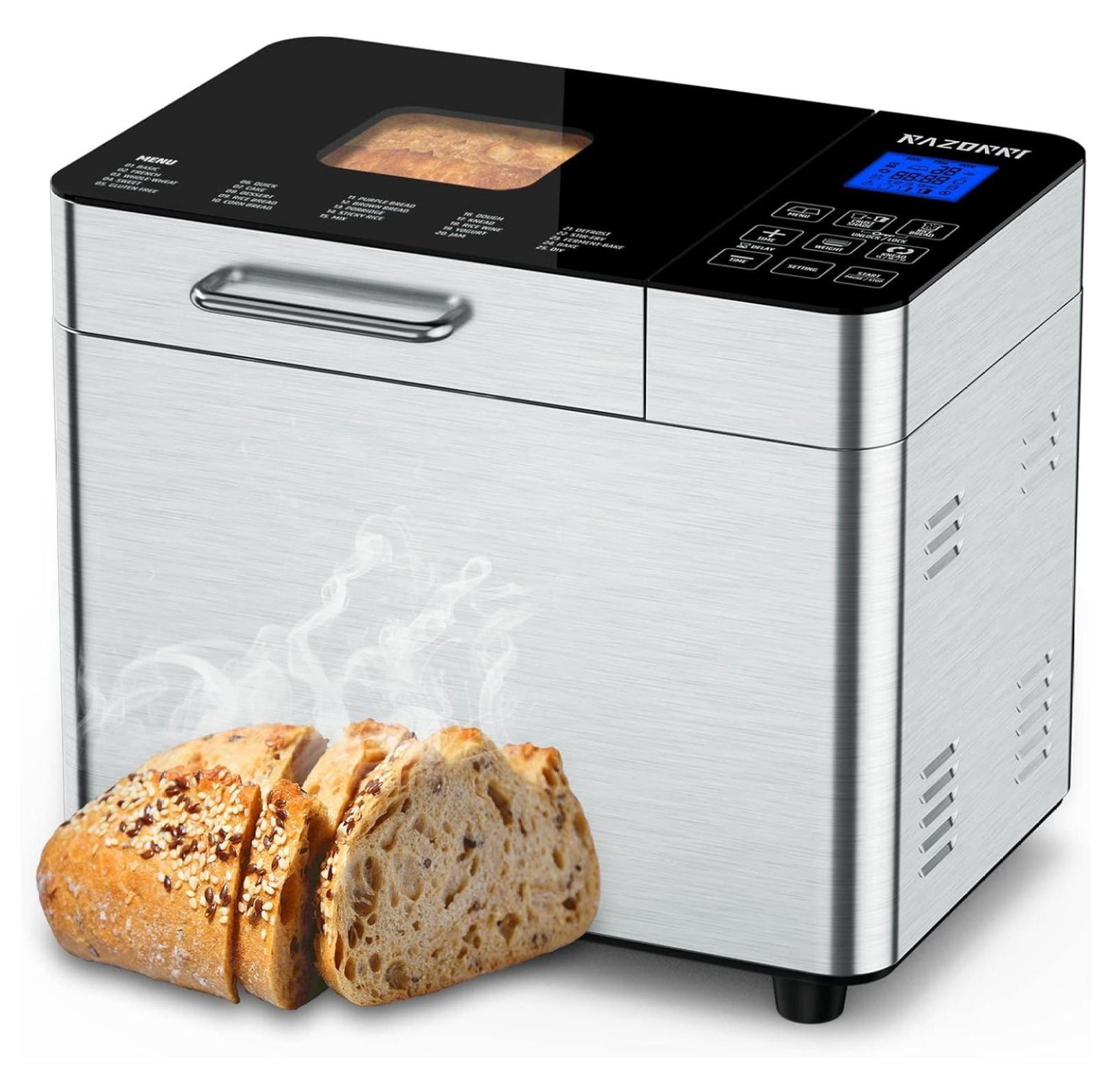 Bread Maker Machine Stainless Steel UL Certified, 25in1 with Nonstick