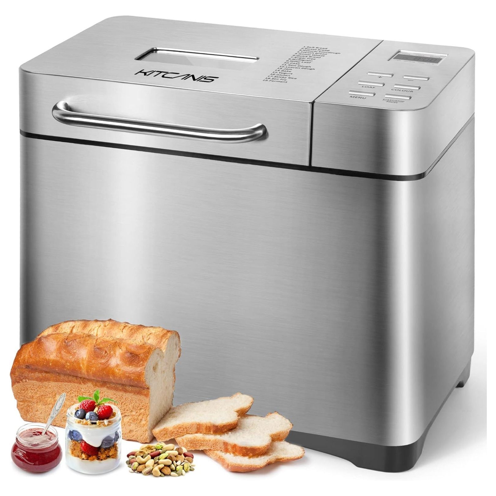 Bread Maker Machines, 19 in 1 Stainless Steel Breadmaker with Automatic