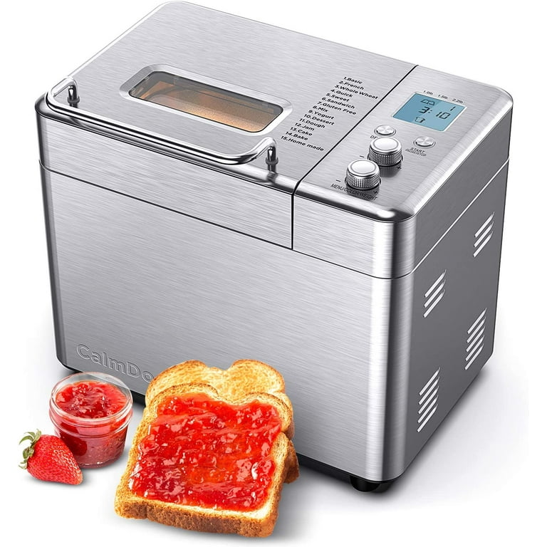  Bread Machine,AUMATE 2LB Bread Maker,with 12  Presets,Gluten-Free Setting,Auto Fruit Nut Dispenser & Nonstick Pan,2 Loaf  Sizes,13H Reserve & 1H Keep Warm (Milky White): Home & Kitchen