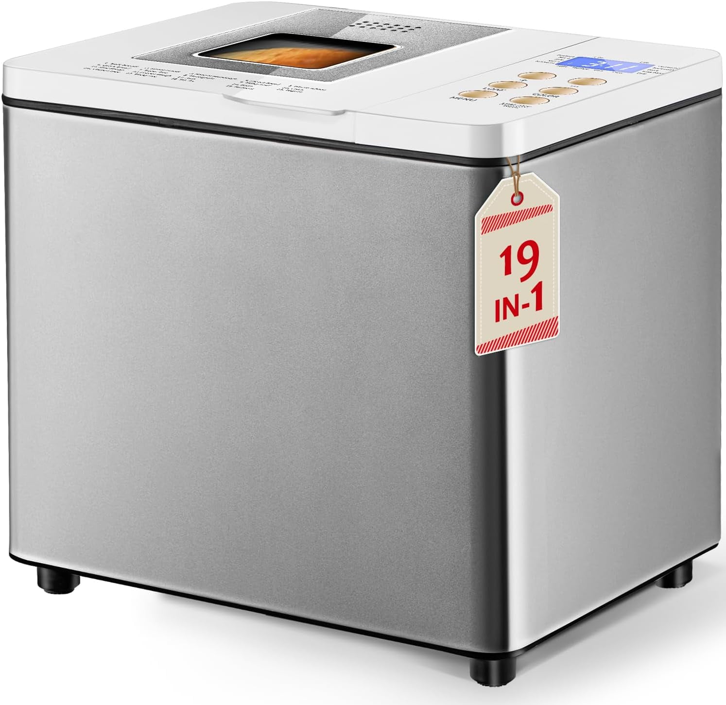 Bread Maker Smart DualHeaters, 19in1 Stainless Steel Homemade Cycle