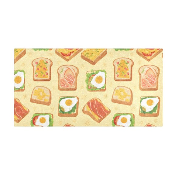 Bread Meat Eggs Pattern Bath Mat 39x20 Inch Soft Absorbent Non-Slip Plush Bathroom Rug for Floor