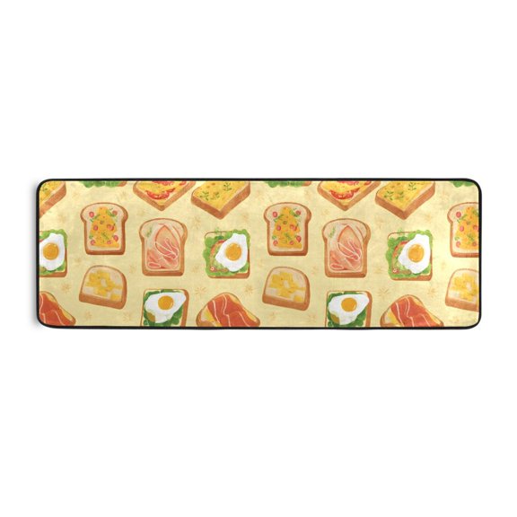 Bread Meat Eggs Pattern Runner Rug 24x72 Inch Cushioned Non Slip Soft Absorbent Floor Mat