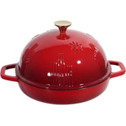 Flavehc Bread Oven Cast Iron Bread Dutch Oven with Cloche Lid for Bread Baking Red Enameled Cast Iron Bread Oven with Dome Lid for Sourdough