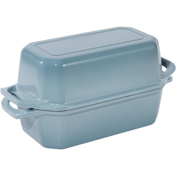 Flavehc Bread Pan Cast Iron Loaf Pan with Lid Bread Loaf Pan 8.5x4.5 Inch Enameled Cast Iron Sourdough Bread Pan, LightBlue