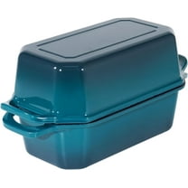 Flavehc Bread Pan Cast Iron Loaf Pan with Lid Bread Loaf Pan 9x5 Inch Loaf Pan Enameled Cast Iron Sourdough Loaf Pan, DarkCyan