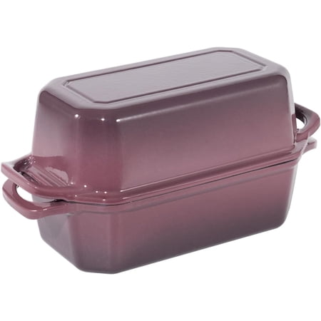 Flavehc Bread Pan Cast Iron Loaf Pan with Lid Bread Loaf Pan 8.5x4.5 Inch Loaf Pan Enameled Cast Iron Sourdough Loaf Pan, Magenta