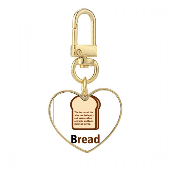 Bread Paragraph Food Read Gold Heart Keychain Metal Keyring Holder