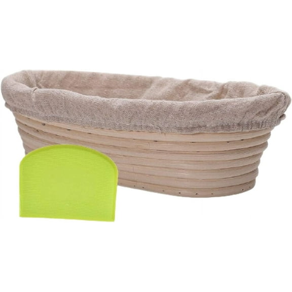 Bread Proofing Basket Bread Baking Bread Proofing Basket Set Benneton Basket Mold Bread Proofing Basket Natural Rattan Basket for Bread Baking - Includes Cloth Liner & Dough Scraper (Oval 15x8x5cm)