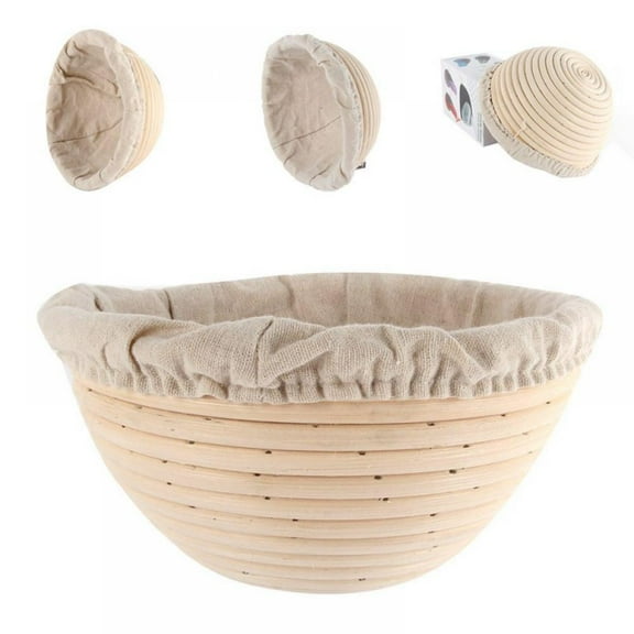 Bread Proofing Basket,Round Hand Woven Rattan Cane Sourdough Baskets with Removable Liner,Reusable,for Bread Making Baking Professional & Home Bakers