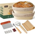 Bread Proofing Basket Set of 2, 10 Inch Oval Sourdough Starter Kit