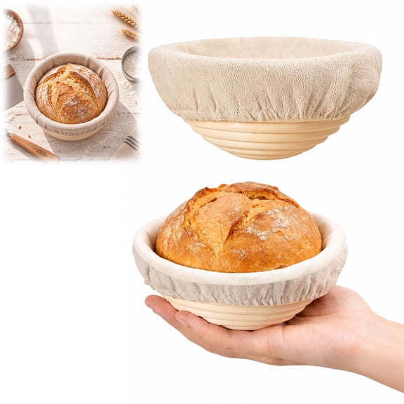 Bread Proofing Basket Set, Mini Sourdough Bread Baking Supplies, Small Hand-Woven Proofing Baskets with Liners for Bread Baking