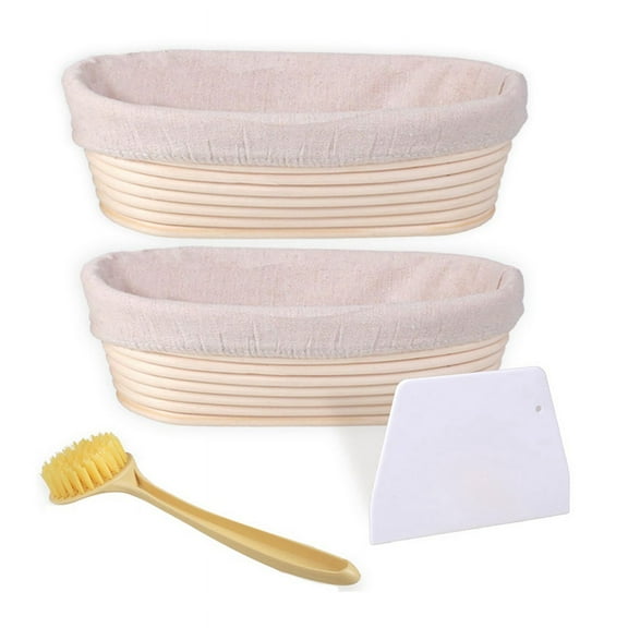 Bread Proofing Basket Set of 2, 10 Inch Oval Sourdough Bread Baking Supplies, Bread Making Kit, Proofing Baskets