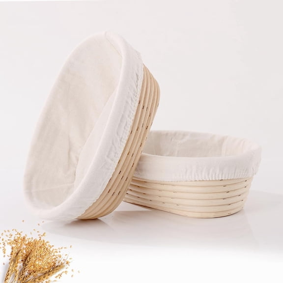 Bread Proofing Basket with Oval Sourdough Bread Basket 9.8 Inch, Brown
