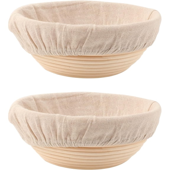 Bread Proofing Baskets Set of 2 8.5 inch Round Dough Proofing Bowls w/Liners for Sourdough Bakers Baking