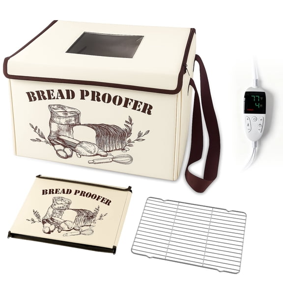 Bread Proofing Box, Foldable Dough Proofer with Shelf & Timer, Adjustable Temp 50-122 for Sourdough, Home Bread, Pizza Baking, Yogurt Maker