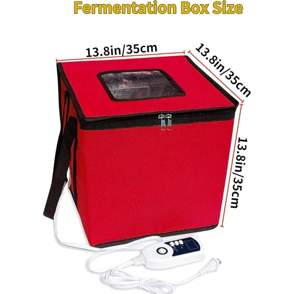 Bread Proofing Box with , Foldable Sourdough Dough Proofer with 33-122℉ Temperature Control,Starter Warmer for Making Bread, Pizza,Yogurt, Natto and Handmade Soap Red, 13.8 * 13.8 * 13.8inch