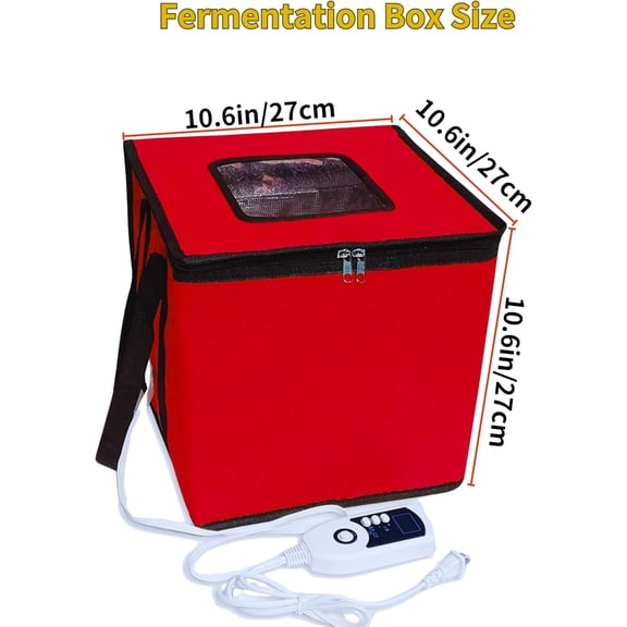 Bread Proofing Box Heated, Foldable Dough Proofer Temperature/Timer Control Sourdough Warmer for Making Bread, Pizza, Yogurt, Natto and Handmade Soap Red, 10.6 * 10.6 * 10.6inch