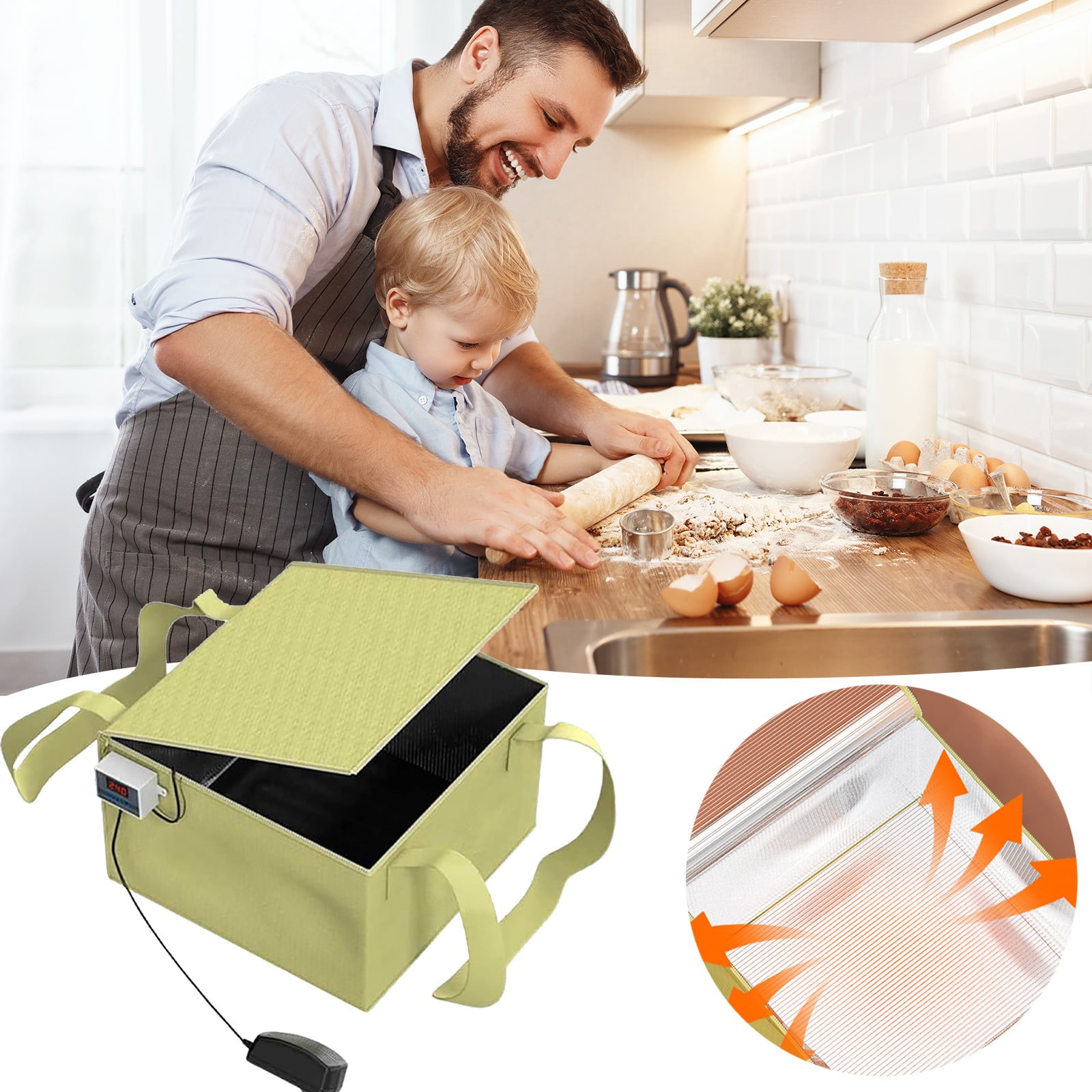 Bread Proofing Box with Heater & Timer | 3-Sided Heating Foldable ...