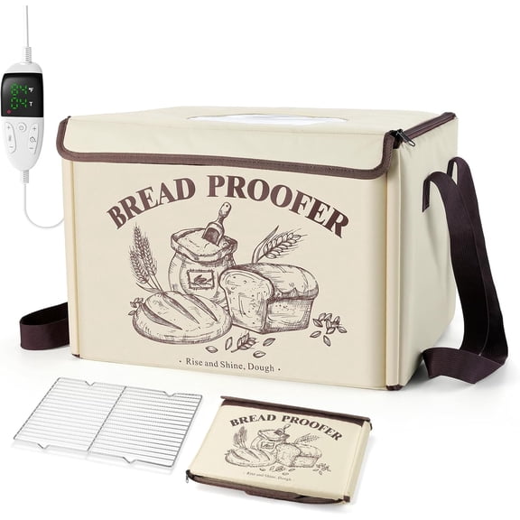 Bread Proofing Box with Temp & Timer Control Foldable Bread Proofer for Dough, Sourdough, Pizza & Yogurt Large Proofing Container for 3D Filament Drying, with NTC Sensor & Bonus Shelf