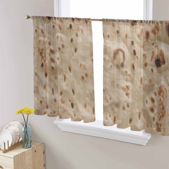 Bread Sheer Curtains 54 Inches Length 2 Panels Set, Window Sheer Curtains for Living Room/Bedroom, Farmhouse Chic Abstract Food Texture Brown Light Filtering Rod Pocket Curtain 52'' x 54'' x 2