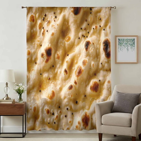 Bread Sheer Curtains 54 Inches Long, Farmhouse Brown Chic Abstract Food Texture Light Filering Curtains, Breathable Simi Curtain Privacy Drapes for Kitchen Bathroom Lightweight Small Window Treatment