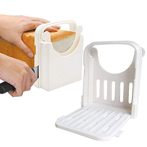 Bread Slicer,Adjustable Toast Slicer Toast Cutting Guide for Homemade Bread,Foldable Bread Toast Slicer Bagel Loaf Slicer Sandwich Maker Toast Slicing Machine with 5 Slice Thicknesses (White)