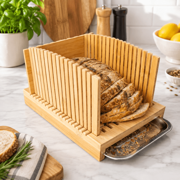 Bread Slicer Guide For Homemade Sourdough Bagel Loaf