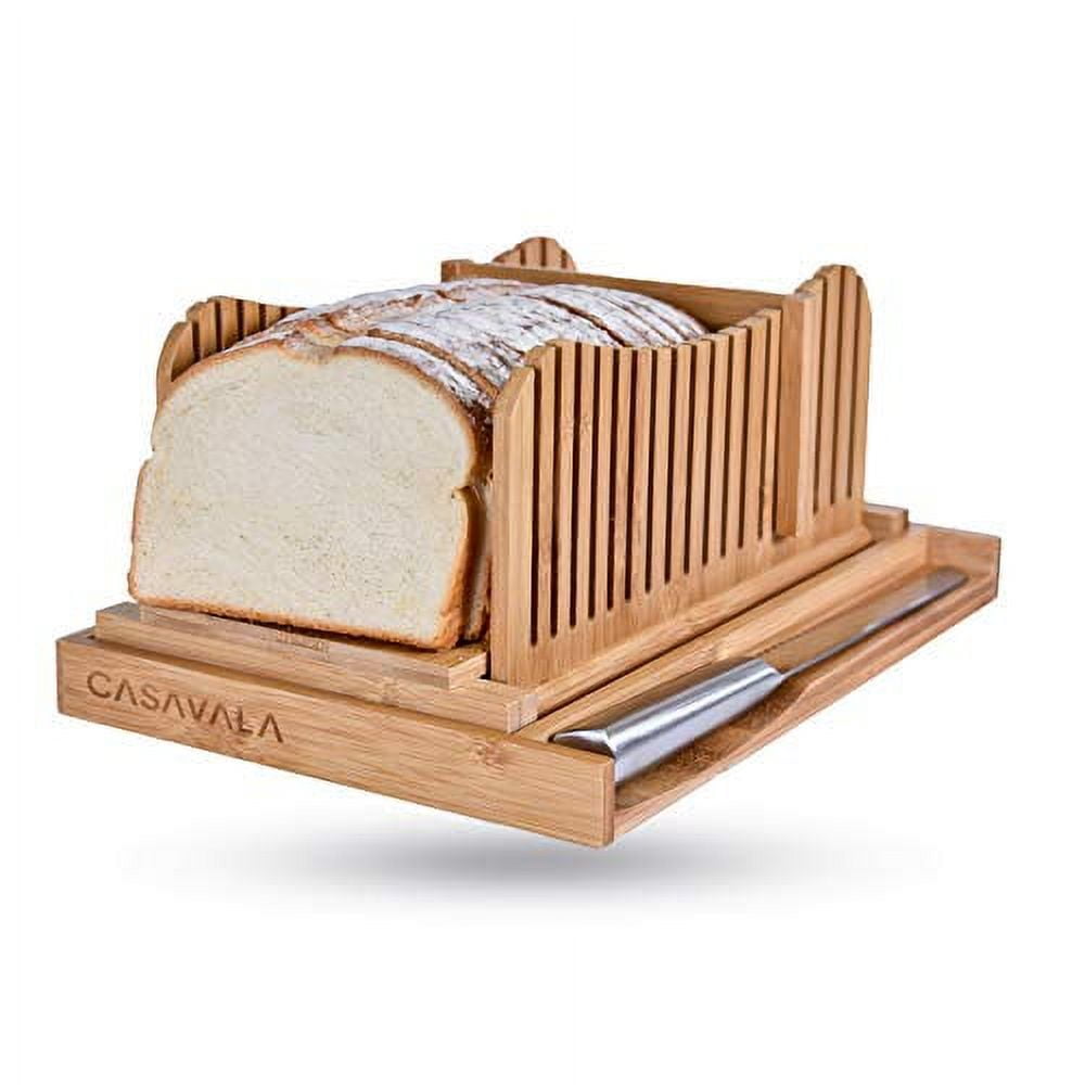 Bread Slicer, Bread Loaf Slicing Machine With Crumbs Tray, Easy To Use  Foldable Bread Cutter, Adjustable Slice Sizes