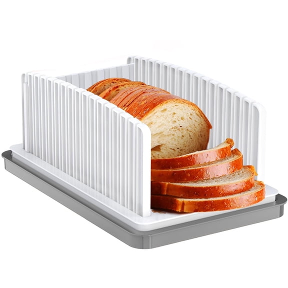 Bread Slicer for Homemade Bread, Bread Slicing Guide Adjustable Width with Crumb Tray for Homemade Bread, Cake, Bagels