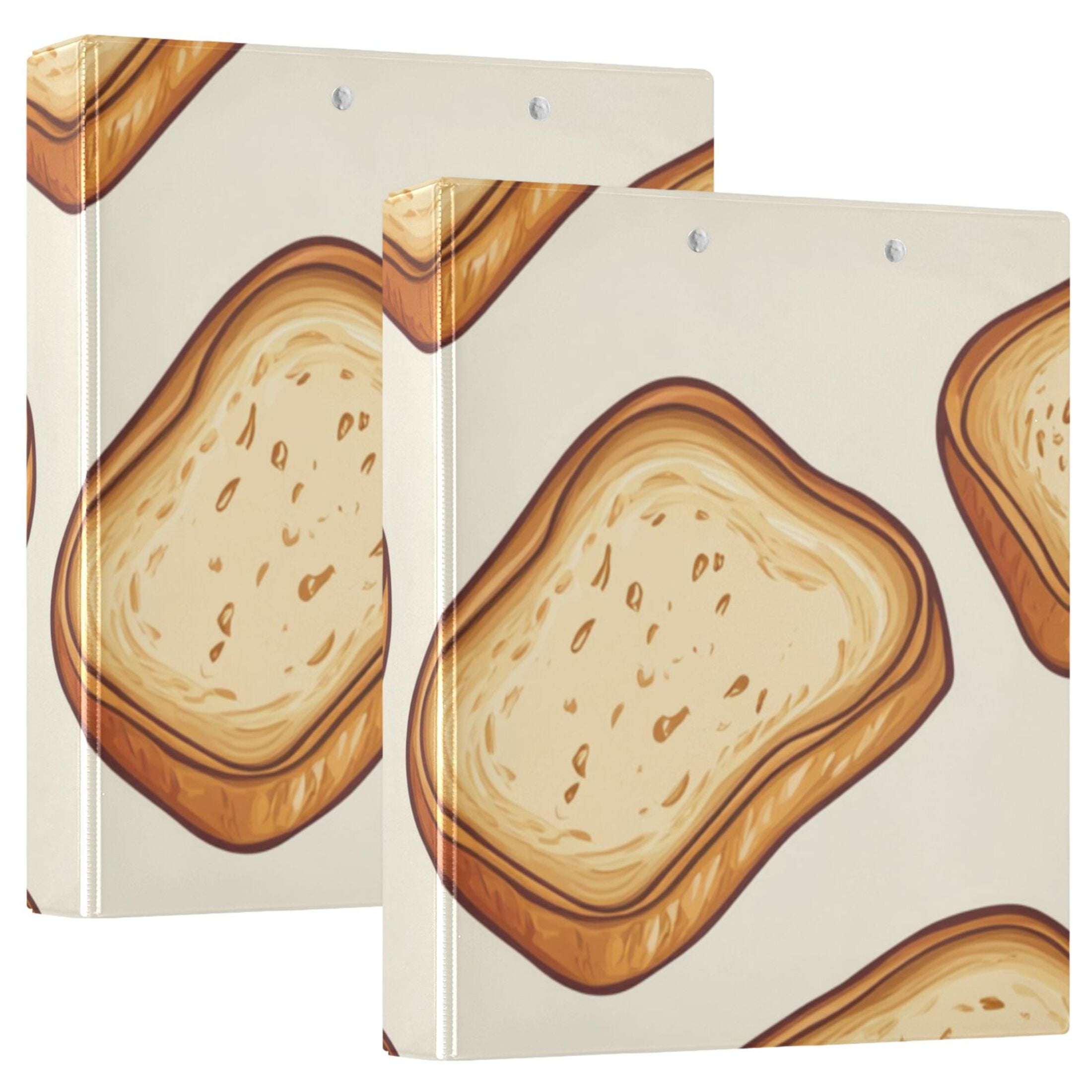 Bread Slices Cartoon 3 Ring Binders 1.5 inch Hardcover File Folders with Interior Pockets A4 Size Organizer for School Office Hospital