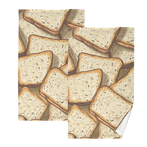 Bread Slices Hand Towels Cotton Bath Towels Large Face Towels Absorbent for Bathroom 2 Packs