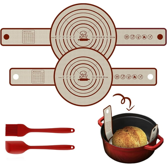 Bread Sling Silicone Baking Mat: Reusable Sourdough Liners for Dutch Oven with Long Helper Handles