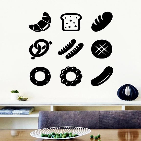 Bread Snack Wall Decal Bakehouse Baking Products Dessert Kitchen Restaurant Fast Food Home Decor Wall Sticker Donut Sign 57x58cm