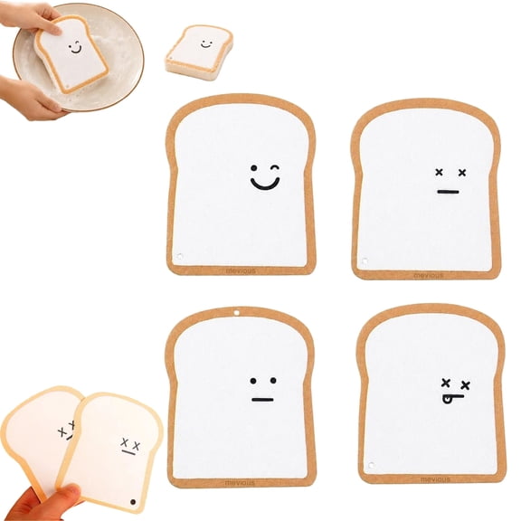 Bread Sponge - Bread Sponges for Kitchen, Toast Shaped Pop-Up Compostable Sponges, Non-Scratch Dish Scrubber, for Kitchen