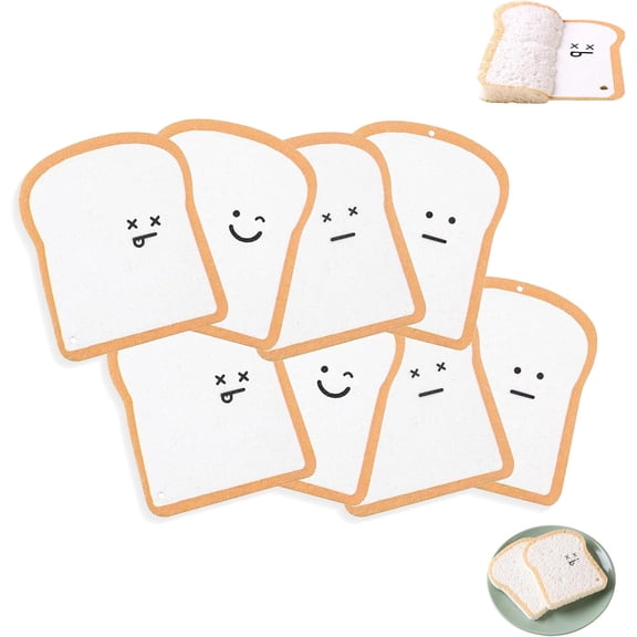 Bread Sponges, 8Pcs Creative Toast Shaped Pop-Up Compostable Sponge, Expanding Bread Sponges for Washing Dishes, Bath Sponge and Kitchen Scrubber(RL)